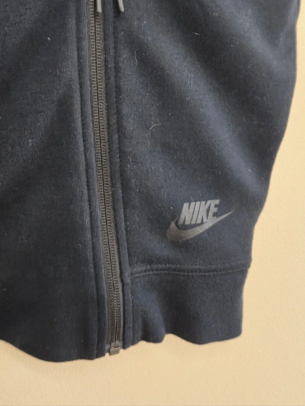 Nike Black Tech Fleece Asymmetrical Zip Hooded Vest Size Small Sporty Athletic